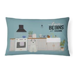 12 x 3 x 16 in. White Miniature Schnauzer Kitchen Scene Canvas Fabric Decorative Pillow