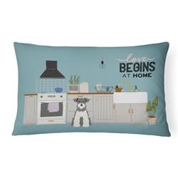12 x 3 x 16 in. Salt & Pepper Miniature Schnauzer Kitchen Scene Canvas Fabric Decorative Pillow