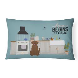 12 x 3 x 16 in. Chocolate Labrador Kitchen Scene Canvas Fabric Decorative Pillow