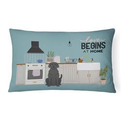 12 x 3 x 16 in. Black Labrador Kitchen Scene Canvas Fabric Decorative Pillow