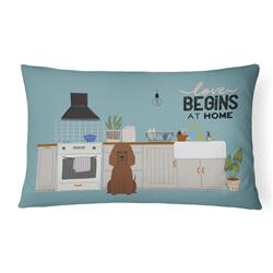 12 x 3 x 16 in. Irish Water Spaniel Kitchen Scene Canvas Fabric Decorative Pillow