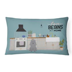 12 x 3 x 16 in. Silver Poodle Kitchen Scene Canvas Fabric Decorative Pillow