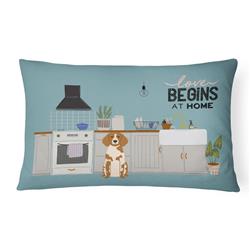 12 x 3 x 16 in. Brittany Spaniel Kitchen Scene Canvas Fabric Decorative Pillow