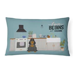 12 x 3 x 16 in. Black Tan Cocker Spaniel Kitchen Scene Canvas Fabric Decorative Pillow