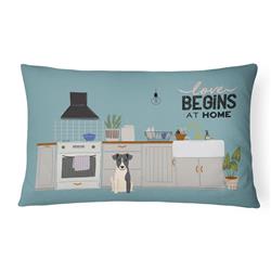 12 x 3 x 16 in. Smooth Fox Terrier Kitchen Scene Canvas Fabric Decorative Pillow