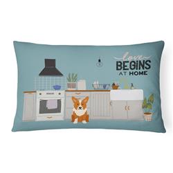 12 x 3 x 16 in. Corgi Kitchen Scene Canvas Fabric Decorative Pillow