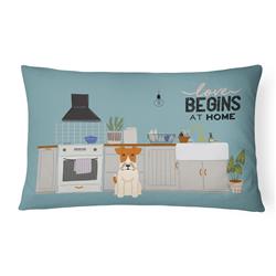 12 x 3 x 16 in. Wire Fox Terrier Kitchen Scene Canvas Fabric Decorative Pillow