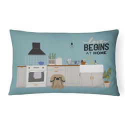 12 x 3 x 16 in. Tan Pekingese Kitchen Scene Canvas Fabric Decorative Pillow