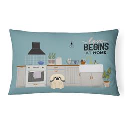 12 x 3 x 16 in. Cream Pekingese Kitchen Scene Canvas Fabric Decorative Pillow