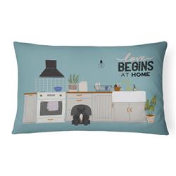 12 x 3 x 16 in. Black Pekingese Kitchen Scene Canvas Fabric Decorative Pillow