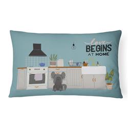 12 x 3 x 16 in. Black Chinese Crested Kitchen Scene Canvas Fabric Decorative Pillow