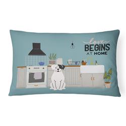 12 x 3 x 16 in. White Boxer Kitchen Scene Canvas Fabric Decorative Pillow