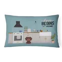 12 x 3 x 16 in. Chocolate Dachshund Kitchen Scene Canvas Fabric Decorative Pillow