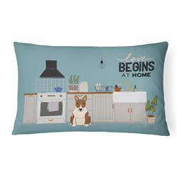 12 x 3 x 16 in. Brindle Bull Terrier Kitchen Scene Canvas Fabric Decorative Pillow