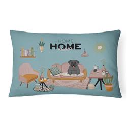 12 x 3 x 16 in. Black Pug Sweet Home Canvas Fabric Decorative Pillow
