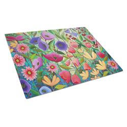 Enchanted Garden Flowers Glass Cutting Board - Large