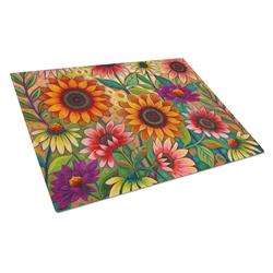 Fall Sunflower Surprise Glass Cutting Board - Large