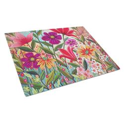 Fanciful Flowers Glass Cutting Board - Large