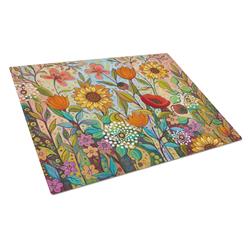 Joy in the Morning Flowers Glass Cutting Board - Large