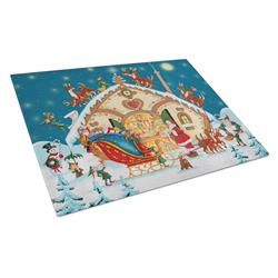 Santa Claus Loading the Sleigh Glass Cutting Board - Large