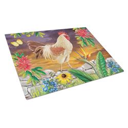 White Rooster Glass Cutting Board - Large