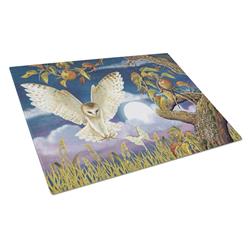 Barn Owl in the Apple Orchard Glass Cutting Board - Large