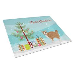 Manx No.2 Cat Merry Christmas Glass Cutting Board - Large