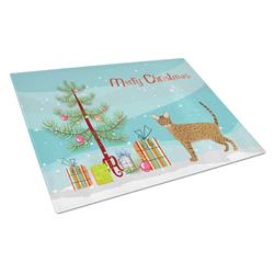 Ocicat Cat Merry Christmas Glass Cutting Board - Large
