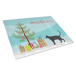 Pantherette Cat Merry Christmas Glass Cutting Board - Large