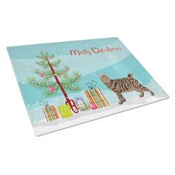 Pixie Bob No.3 Cat Merry Christmas Glass Cutting Board - Large