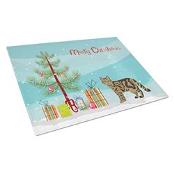 Scottish Straight No.2 Cat Merry Christmas Glass Cutting Board - Large