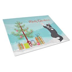 American Polydactyl Cat Merry Christmas Glass Cutting Board - Large