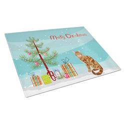 Bengal Cat Merry Christmas Glass Cutting Board - Large