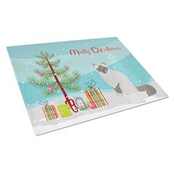 Birman Cat Merry Christmas Glass Cutting Board - Large
