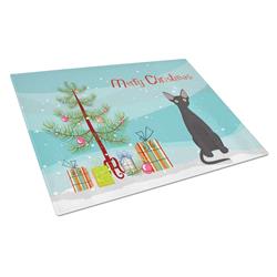 Devon Rex No.3 Cat Merry Christmas Glass Cutting Board - Large