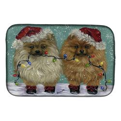 Picture of Carolines Treasures PPP3267DDM 14 x 21 in. Pomeranian Christmas Lighten Up Dish Drying Mat