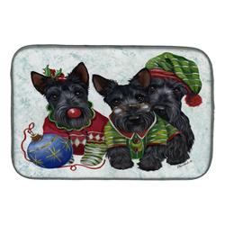 Picture of Carolines Treasures PPP3270DDM 14 x 21 in. Scottish Terrier Christmas Elves Dish Drying Mat