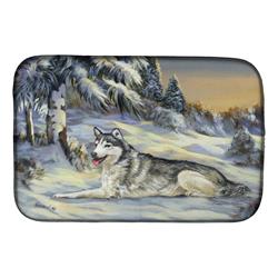 Picture of Carolines Treasures PPP3274DDM 14 x 21 in. Siberian Husky Winterscape Dish Drying Mat