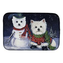 Picture of Carolines Treasures PPP3286DDM 14 x 21 in. Westie Christmas Self Portrait Dish Drying Mat
