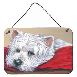 8 x 12 in. Westie Red Pillow Wall or Door Hanging Prints