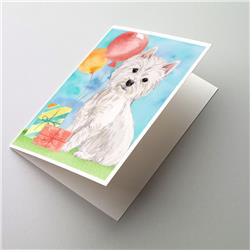 Happy Birthday Westie Greeting Cards & Envelopes - Pack of 8