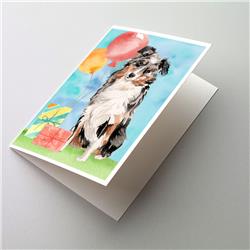 CK3231GCA7P Happy Birthday Australian Shepherd Greeting Cards & Envelopes - Pack of 8