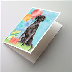 CK3232GCA7P Happy Birthday Black Labrador Retriever Greeting Cards & Envelopes - Pack of 8
