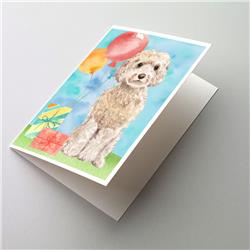 Happy Birthday Champagne Cockapoo Greeting Cards & Envelopes - Pack of 8