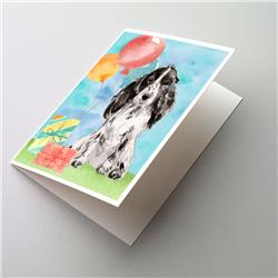 CK3247GCA7P Happy Birthday Black Parti Cocker Spaniel Greeting Cards & Envelopes - Pack of 8