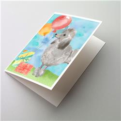 Happy Birthday Silver Poodle Greeting Cards & Envelopes, Pack of 8