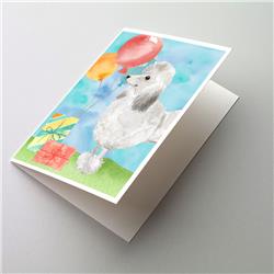 Happy Birthday Silver Poodle Greeting Cards & Envelopes - Pack of 8