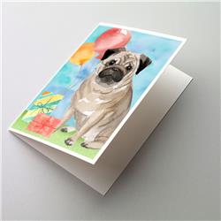 Happy Birthday Pug Greeting Cards & Envelopes - Pack of 8