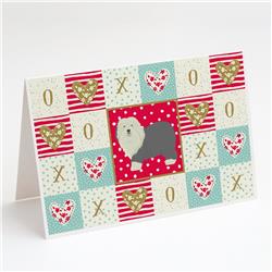 CK5942GCA7P Old English Sheepdog Love Greeting Cards & Envelopes - Pack of 8