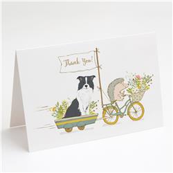 Border Collie Black & White Greeting Cards & Envelopes - Pack of 8